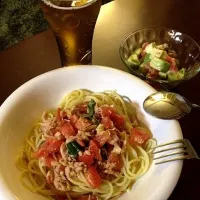 Snapdishの料理写真:ツナとトマトの冷製パスタ|taichiさん