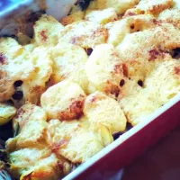 Ovenschotel van spinazie, merquez en aardappels|annelijnmakelさん