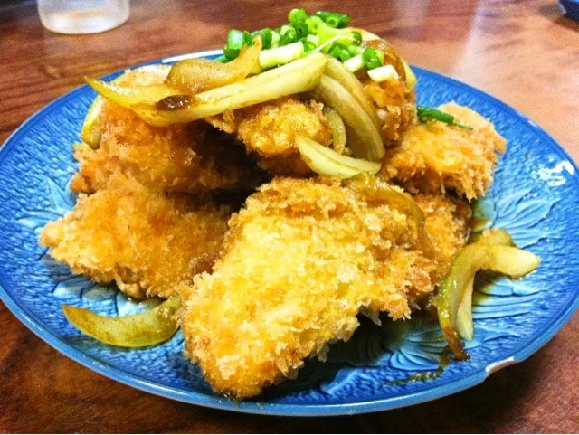 チキンかつの和風カレーダレかけ|塩豚骨さん