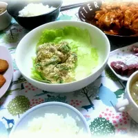 豚キムチ*アボカドサラダ*ハマチ*野菜スープ*さつま揚げ|三友由紀子さん