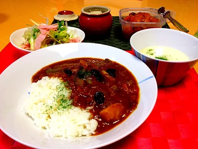 ママご飯 野菜いっぱいカレー・ビシソワーズ・サラダ|ちび隊長さん