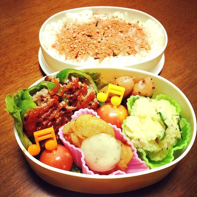 ピーマンの肉詰め弁当|🍎ゆかりんご🍎さん