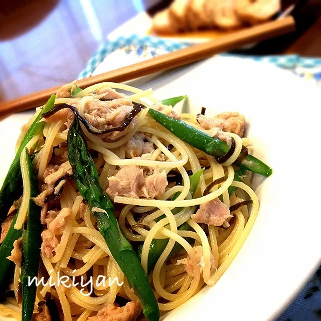 Snapdishの料理写真:塩昆布とツナのパスタ|みきやん☺︎さん