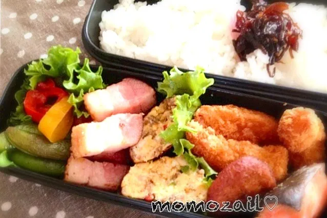 Snapdishの料理写真:高３食べ盛り息子弁当☆|けいちゃん（ももザィル）さん