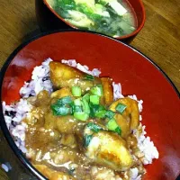 Snapdishの料理写真:夕飯、牡蠣丼～♪ 冷蔵庫の牡蠣をいい加減片付けなくては(^^;|あるは☆さん