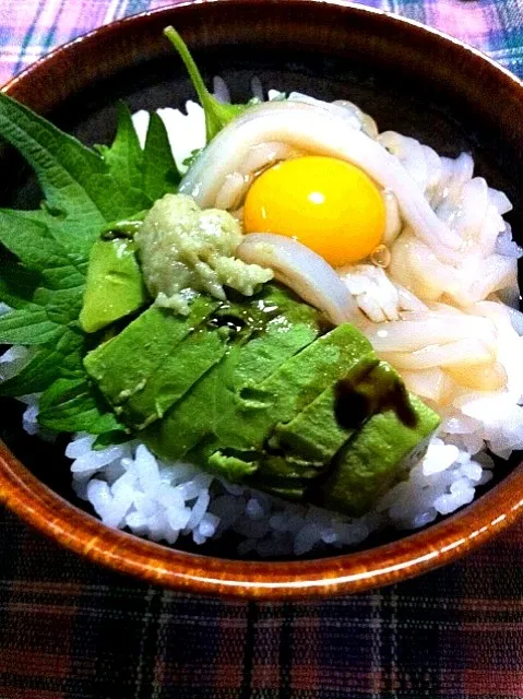 イカの細造りとアボカドの丼！|Yoshinobu Nakagawaさん