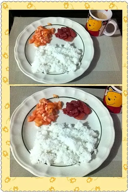 Snapdishの料理写真:tocino,rice & tomato|unicoandunicaさん