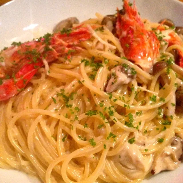 有頭海老ときのこのアンチョビクリームパスタ|Koichi Shibataさん