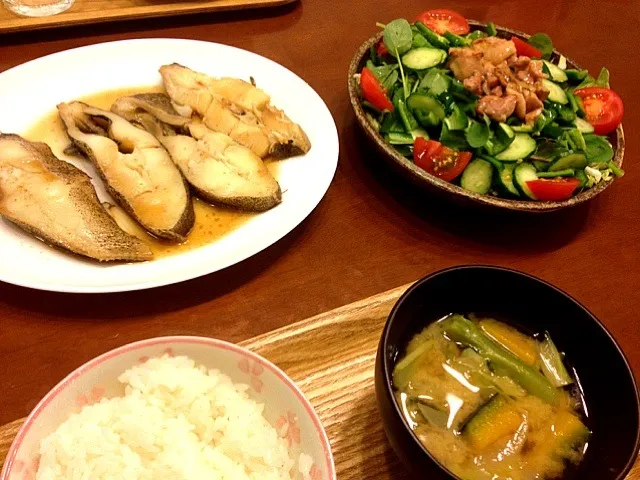 カレイの煮付けと焼鳥サラダ|SPC2012さん