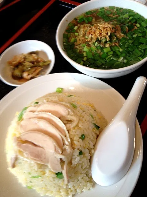 蒸し鶏の炒飯と韮ラーメン|かずさん