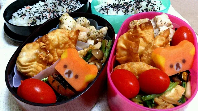 Snapdishの料理写真:7/6  お弁当   とりむね肉のハーブチーズ焼き、チーズとコーンカリカリ、小松菜としめじと油揚げのおかか炒め、ひじきの煮物、リラックマかまぼこ、プチトマト|anyaさん