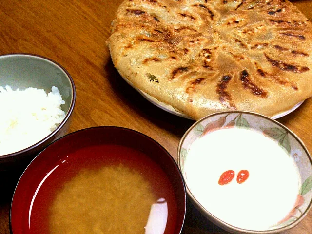 羽根つき餃子  卵スープ  杏仁豆腐|おはぎさん