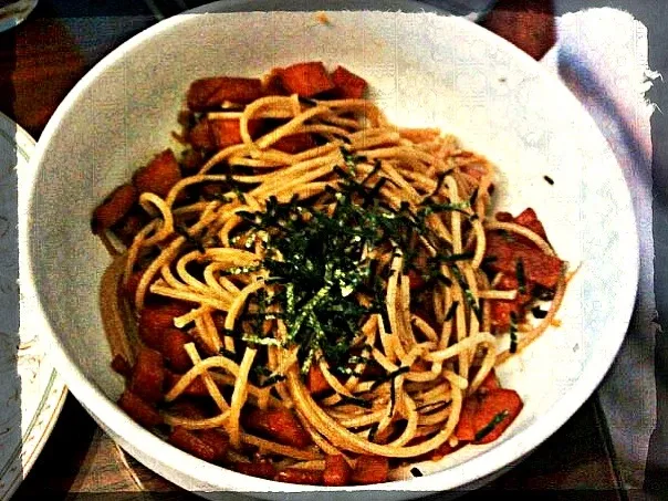 Ham and mushroom spaghetti|mmmyoさん