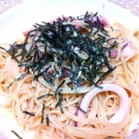 Snapdishの料理写真:タラコといかのスパゲティ 大盛り|yumiko.iさん