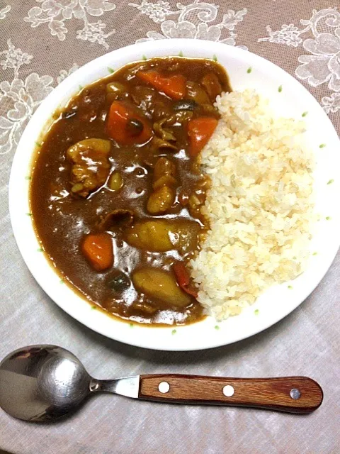 玄米混ぜご飯でカレー|りえさん