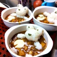 Snapdishの料理写真:梅雨らしく、かえるカレー だよ(^-^)/