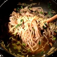 rice noodles with black garlic and mushrooms|meghan sharkeyさん