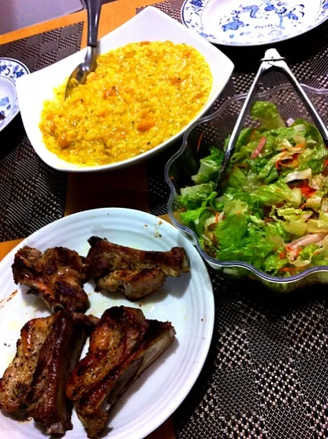 risotto, salada e costelinha|lucia inoueさん