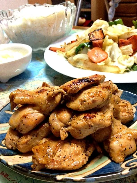 鳥の照り焼きと三輪素麺の夕食！|手前味噌さん