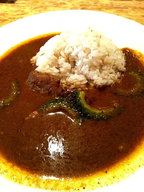 昨日のカレー、イベリコ豚とゴーヤのカレー|ままぞうさん