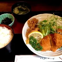 唐揚げとチキンカツ定食|圓崎久太郎さん