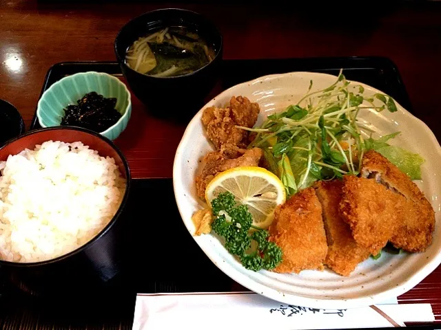 唐揚げとチキンカツ定食|圓崎久太郎さん