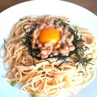 Snapdishの料理写真:納豆明太パスタ|Harukaさん