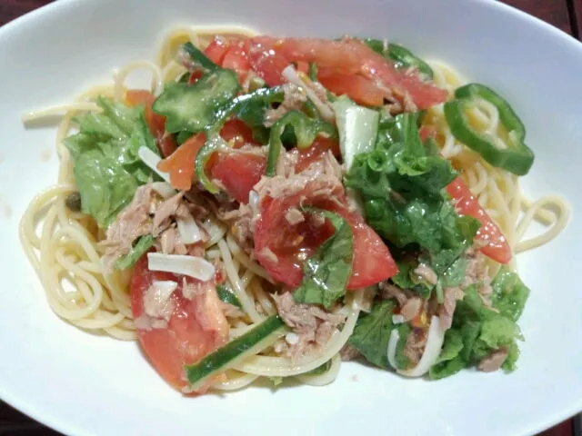 自家製野菜の冷製パスタ|たちゅらぶさん