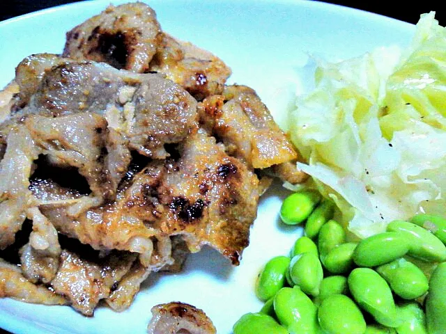 豚肉の味噌漬け焼きと付け合わせ|まさえさん