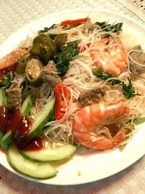 Fried Bee Hoon with Slice Beef & Prawns|Joha Hassanさん