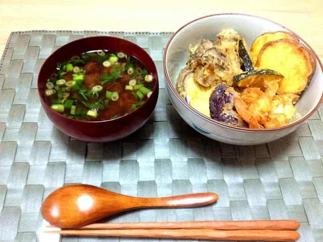 天丼、シジミの赤だし|メグゴルフさん