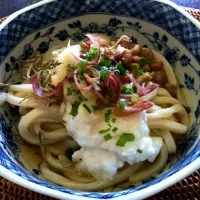 山芋と納豆とジャコのぶっかけうどん|かまらさん