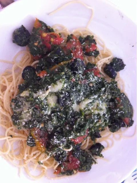 spaghetti with spinach|dianaさん