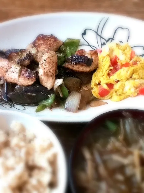 塩麹鶏と茄子炒め|プチテンよすさん