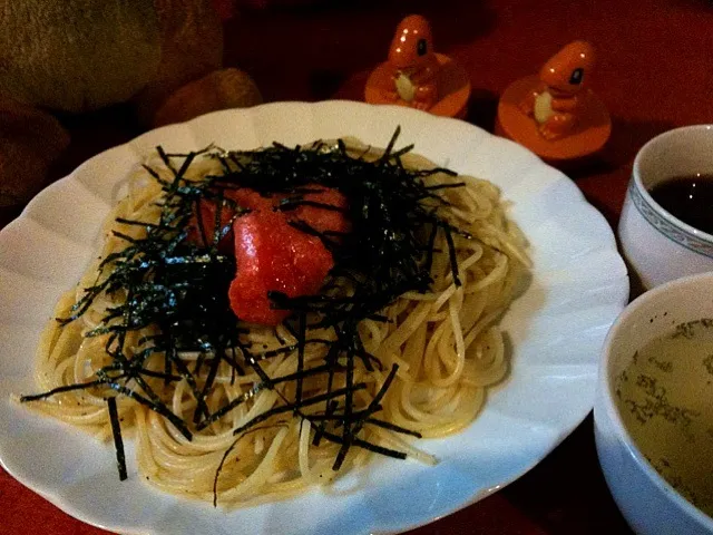 Snapdishの料理写真:たらこパスタ巣ごもり風|つばささん