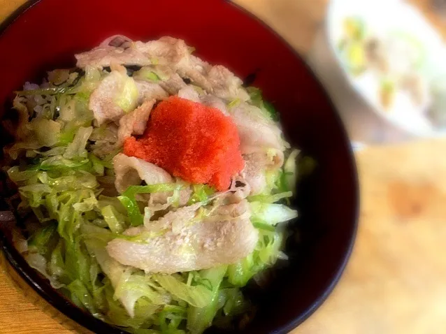 Snapdishの料理写真:今日の賄い  『明太子パスタ風丼』|Cabezon.Nakamuraさん