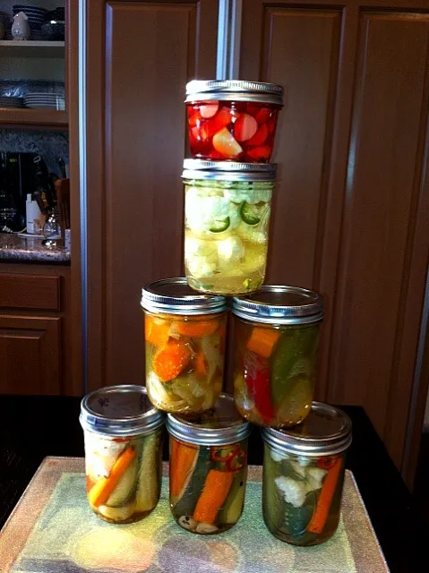 Assorted Pickles - radishes, cucumbers, carrots, cauliflower, onions, chilies & garlic. As always, I apologize for my bad food photography skills!|Holly Doranさん