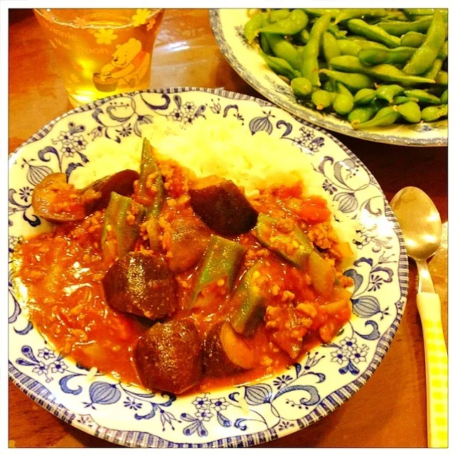 Snapdishの料理写真:ナスとオクラのキーマカレー＊゜|saaco25さん