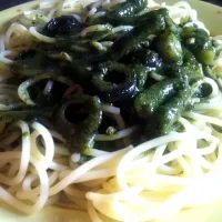 Snapdishの料理写真:貝柱のバシルソースパスタ|Yamashita Tatsuyaさん