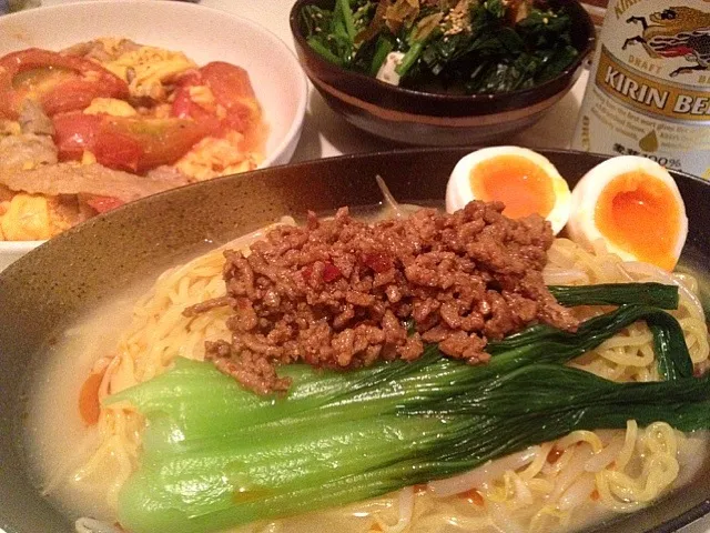 冷やし担々麺とトマ玉炒め|mahoさん