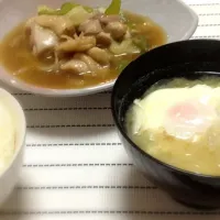 Snapdishの料理写真:和風あんかけ炒めと味噌汁|萩原 一樹さん