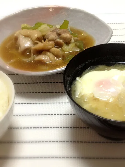 和風あんかけ炒めと味噌汁|萩原 一樹さん