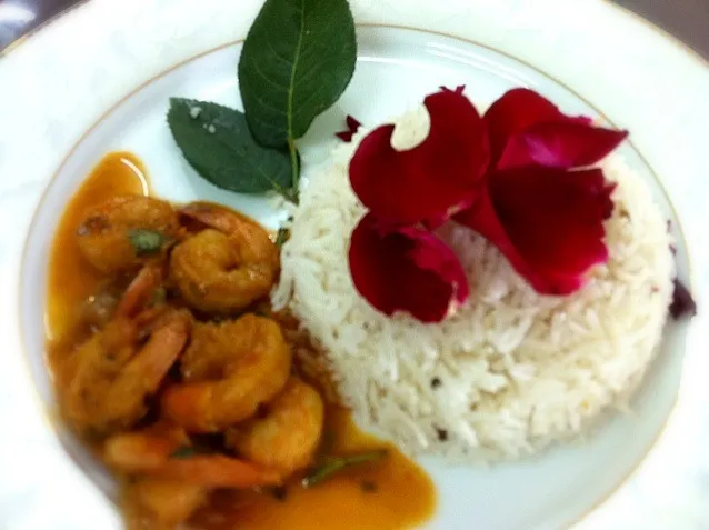 rose petal pulao with prawn curry|karen limさん