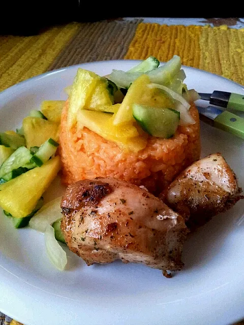 Tomato Rice with Pineapple and cucumber salad.|My passion is here. Do follow me. ^^さん