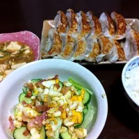 Snapdishの料理写真:餃子＆麻婆豆腐＆サラダ|yokoさん