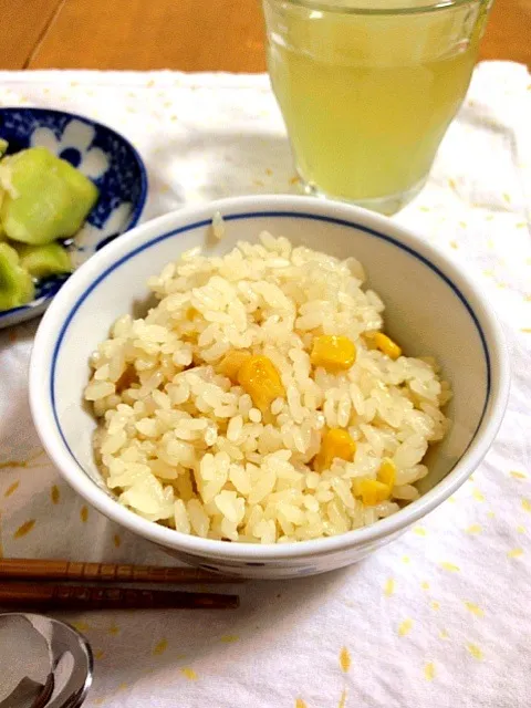 コーンバターご飯|おじぎさん