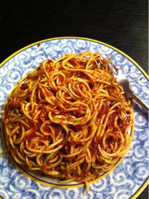 zucchini spirals and raw tomato sauce|Debbieさん