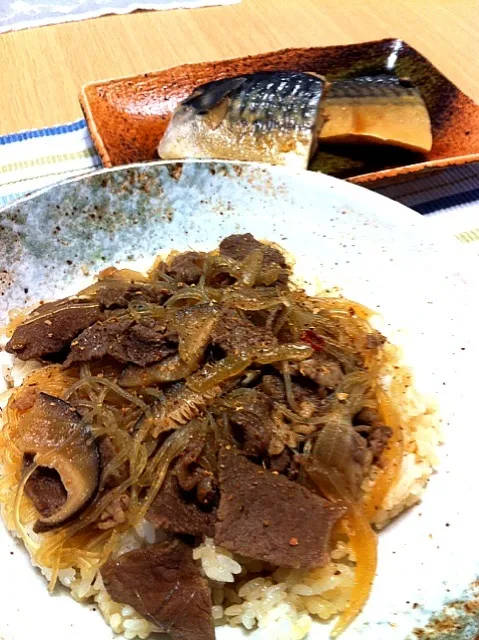 牛丼と鯖みぞれ|とぅーまさん