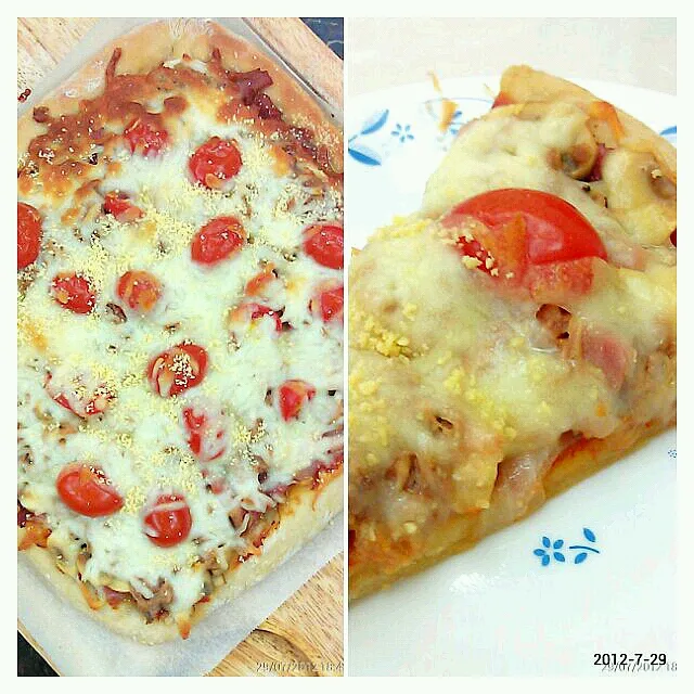 Snapdishの料理写真:鮪魚培根pizza|Wenpinqさん