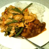 Dinner #chicken #rice #vegetables #indian